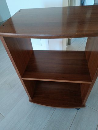 Consolle legno vintage con rotelle 