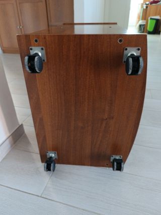 Consolle legno vintage con rotelle 