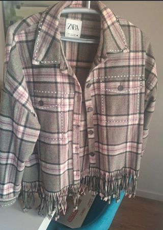 camisa sobrecamisa mujer cuadros zara