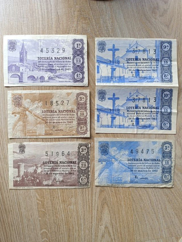 LOTERIA NACIONAL AÑOS 1962,63,64.