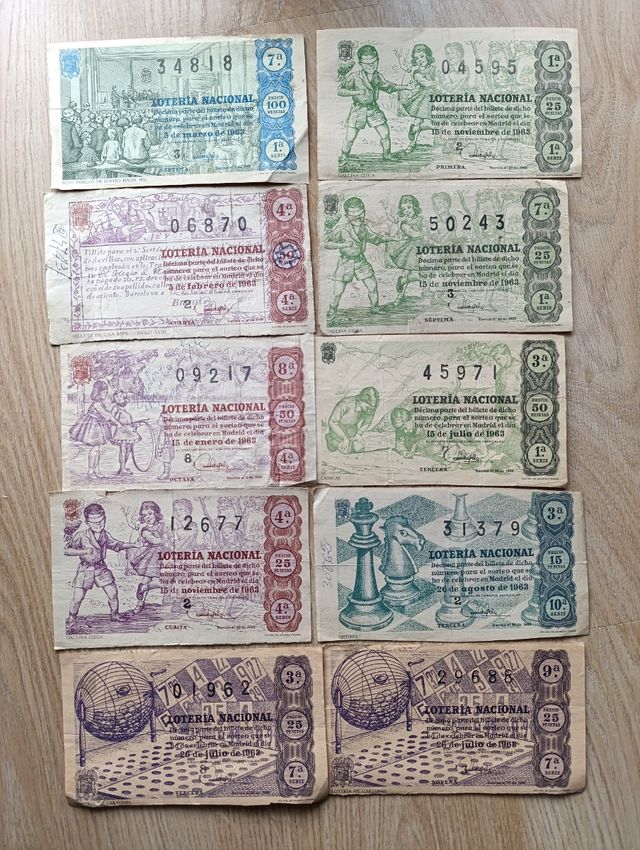 LOTERIA NACIONAL AÑOS 1962,63,64.