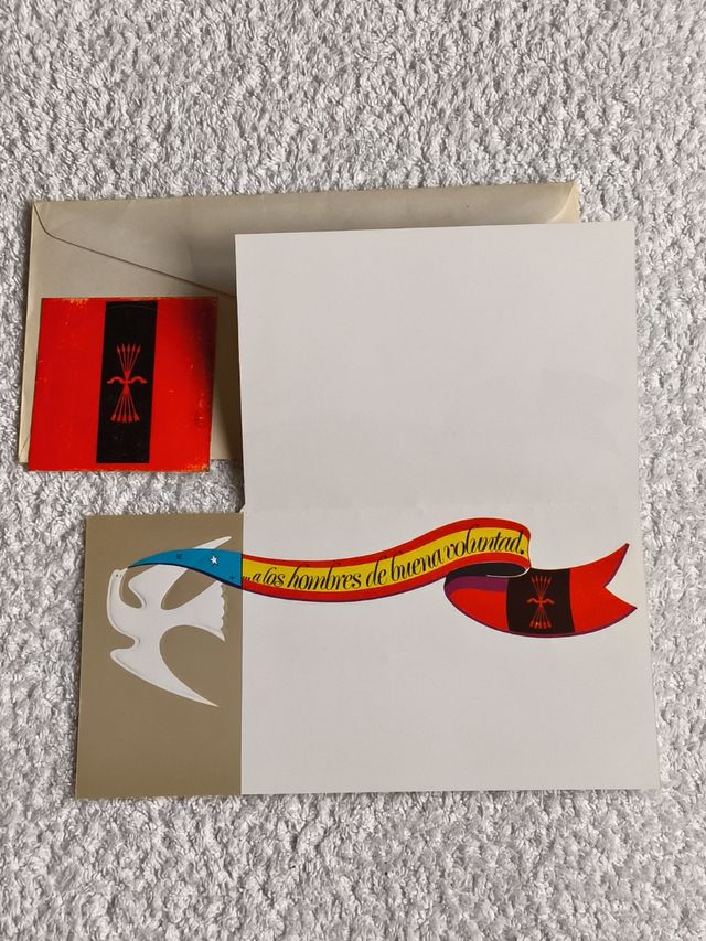 COLECCIONISMO POSTAL NAVIDEÑA Y PEGATINA FALANGE