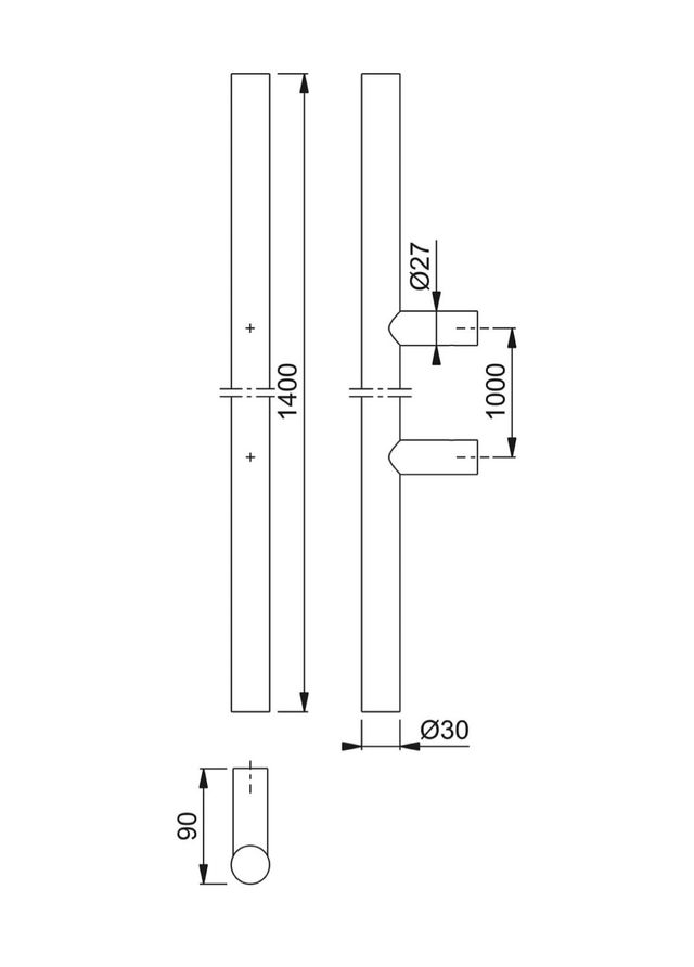 TIRADOR GRANDE  PARA PUERTA ENTRADA BARRA INOX