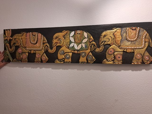 Cuadro elefante madera