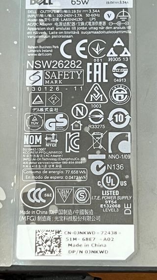 Dell Laptop Power Supply LA6SNM130 19.5v 65Watt