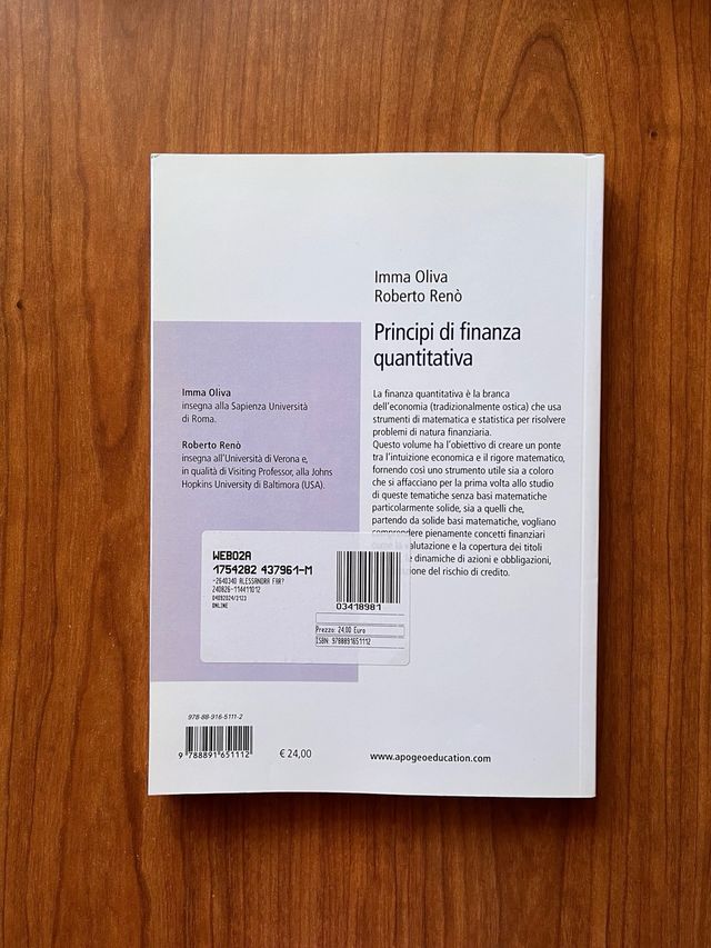 Libro principi di finanza quantitativa