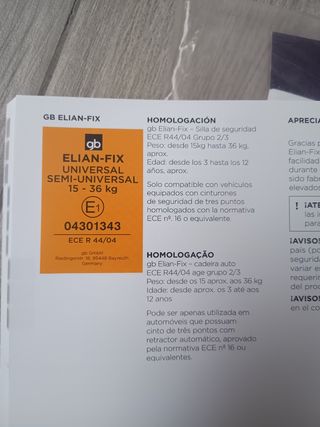 Silla de coche seguridad para coche grupo 2-3