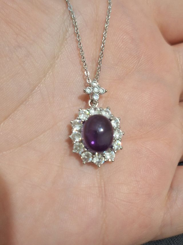 Pendente Ametista africana Moissanite