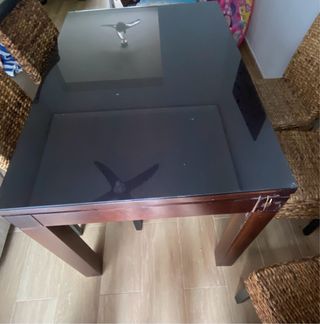 Mesa madera con cristal