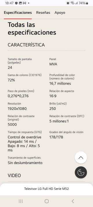 TV LG full hd m2452d