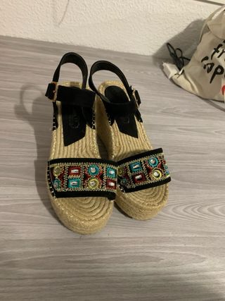 Zapatos Cuña sandalia esparteñas negras talla 38