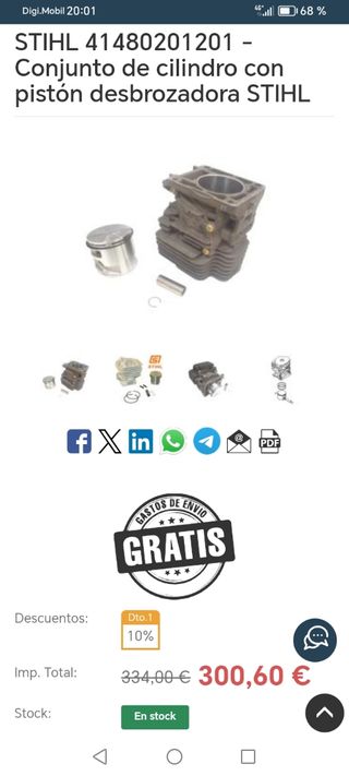 Cilindro completo desbrozadora 560c