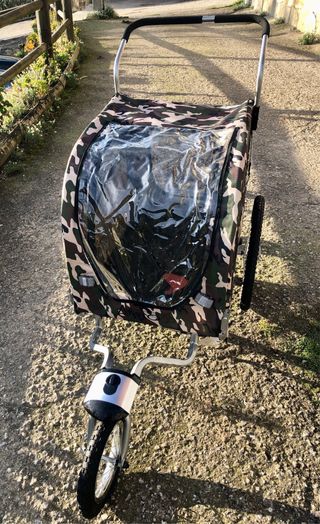 Carrito perrihijo para bici o manual camuflaje