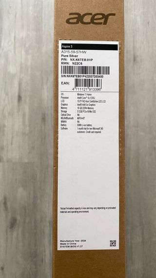 PORTATIL ACER ASPIRE 3 NUEVO CON CAJA