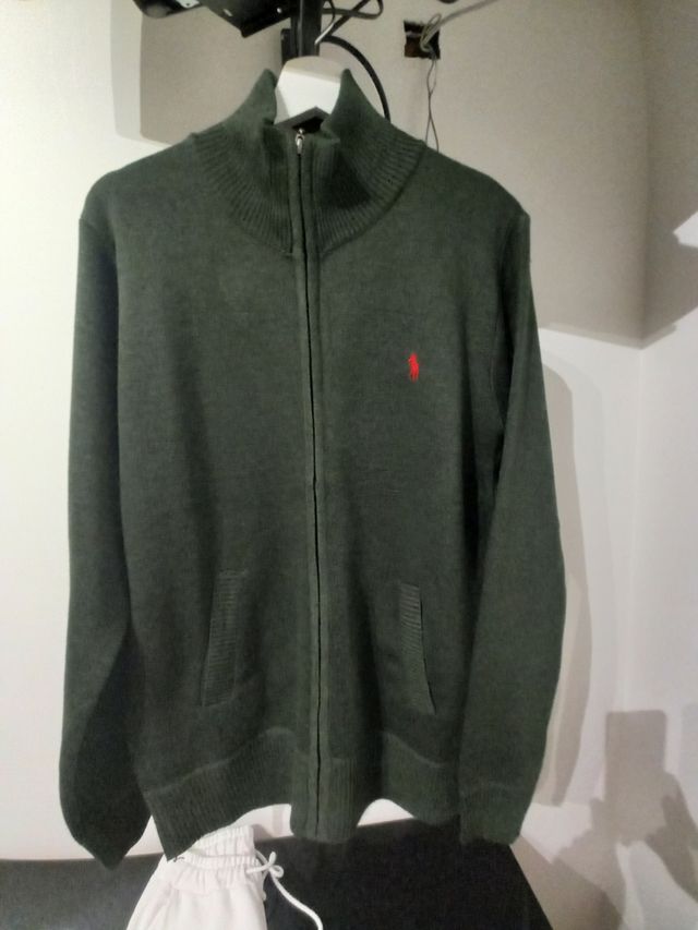 Chaqueta punto verde oliva