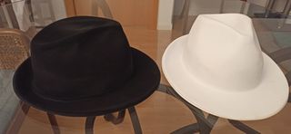 2 Sombreros Chicago Gánster 30 cm blanco y negro