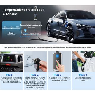 ★ Cable Carga EV Vehículo Eléctrico 6M, 3,6kW