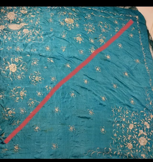 Manton isabelino azul turquesa de espejo