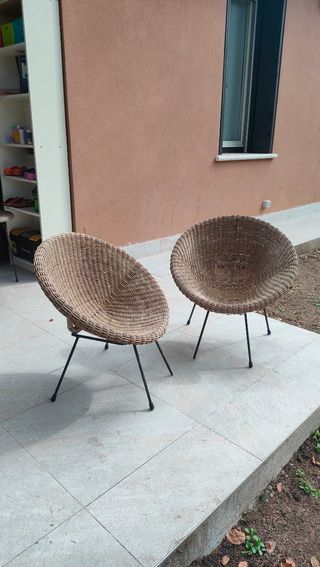 Coppia poltroncine anni 50-60 on vimini