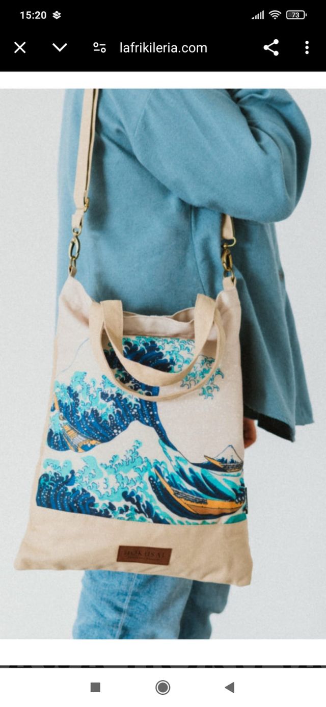 Bolsa tote bag japonesa pintura ola de Kanagawa