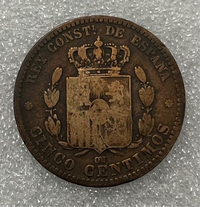 Moneda 1878 Alfonso XII Cinco céntimos