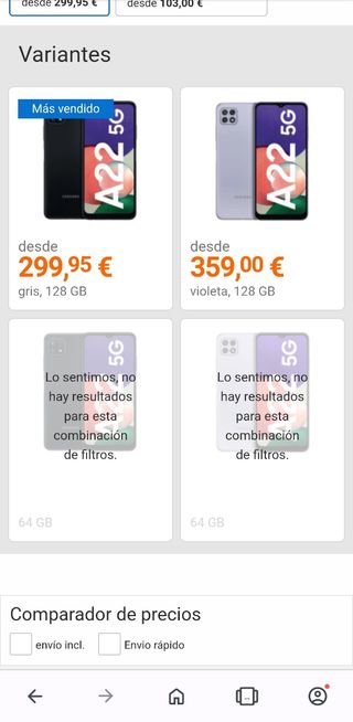 Samsung A22 5G, 4GbRam,128Gb internos