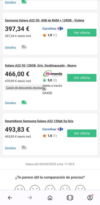 Samsung A22 5G, 4GbRam,128Gb internos