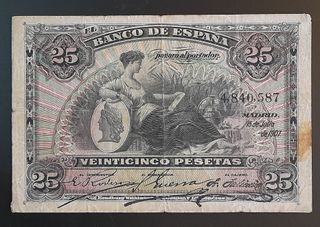 Billete 25 Pesetas 1907 Sin Serie (Madrid) 