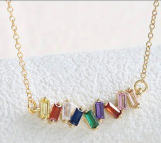 Gargantilla dorada circonitas 9 colores