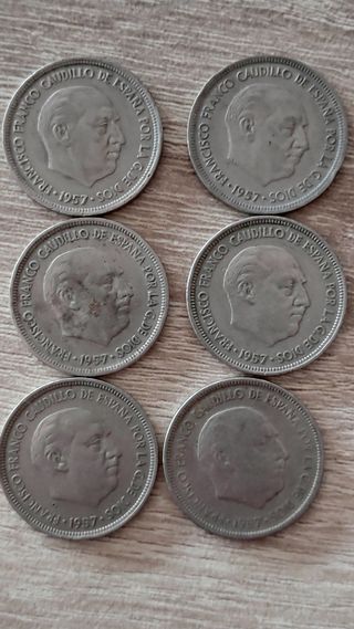 Monedas 5 pesetas año 1957