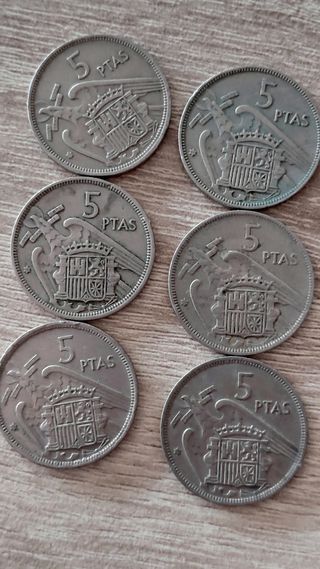 Monedas 5 pesetas año 1957