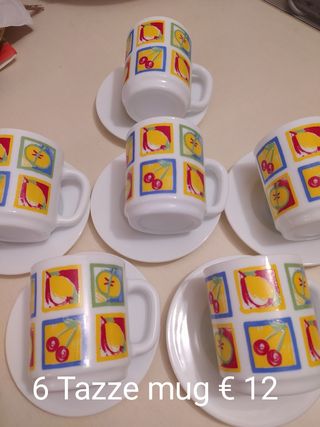 6 tazze mug con piattino