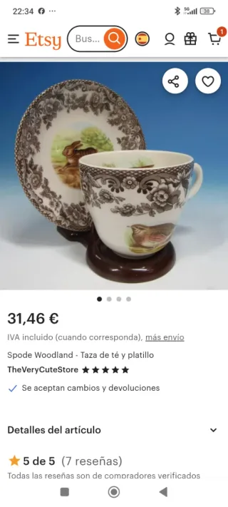 TAZAS SPODE "WOODLAND" DESAYUNO.