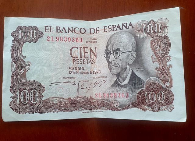 Billete cien pesetas año 1970