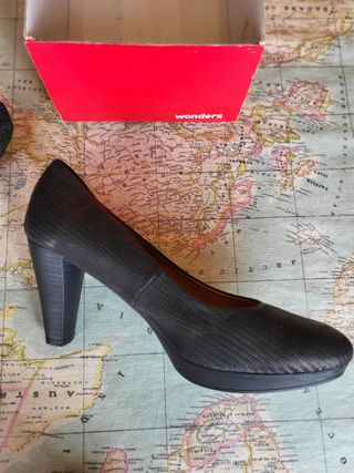 zapato salón negro piel 40