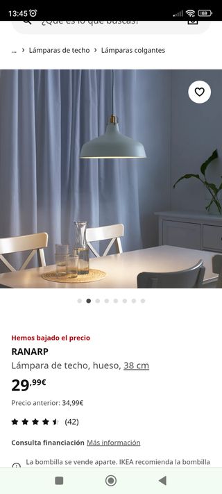 Lámpara Ranarp Ikea negra