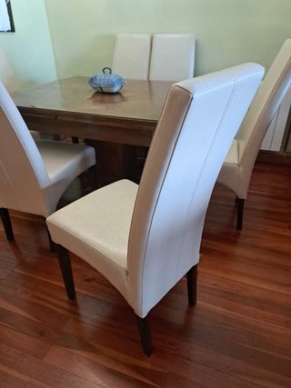 Sillas comedor diseño piel blanco hueso