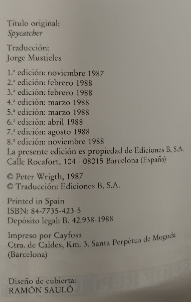 CAZADOR DE ESPIAS. CONFESION AUTOBIOGRAFICA DE UN JEFE DEL SERVICIO DE INTELIGENCIA.