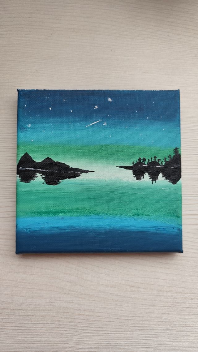 Lienzo Noche reflejada en el mar