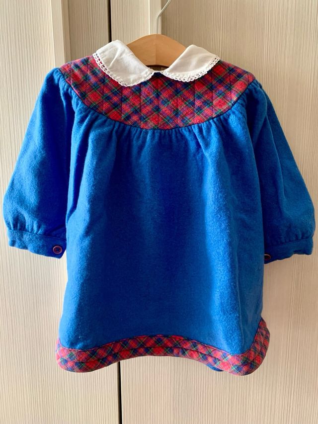 Vestito bimba in lana blu 12 mesi.