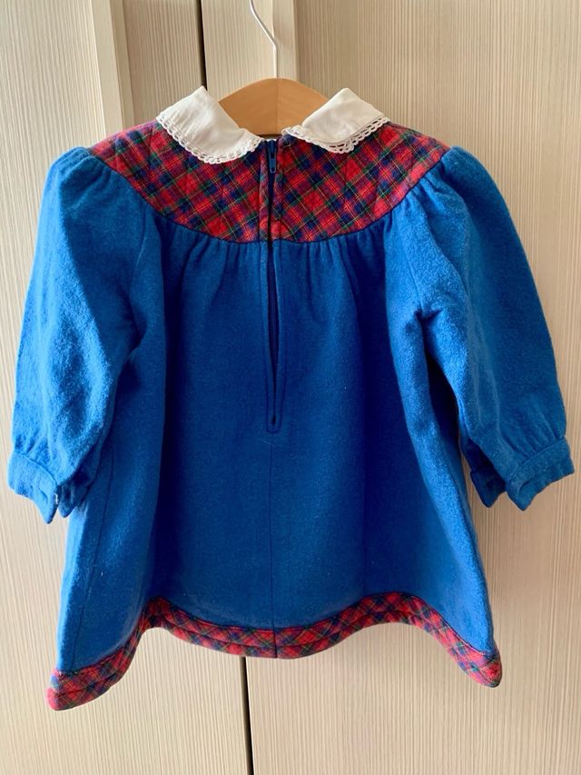 Vestito bimba in lana blu 12 mesi.