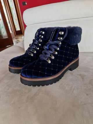 Scarponcini stivaletto in velluto blu