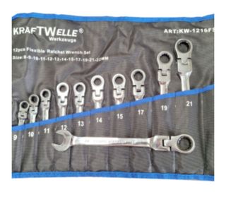 Juego de llaves de carraca articuladas de 8 a 22m.