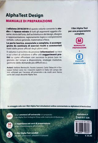 2 Libri Alpha Test Design Accesso università