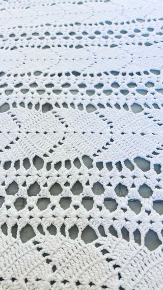 Colcha de ganchillo blanca para cama individual