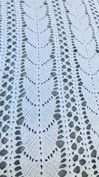 Colcha de ganchillo blanca para cama individual