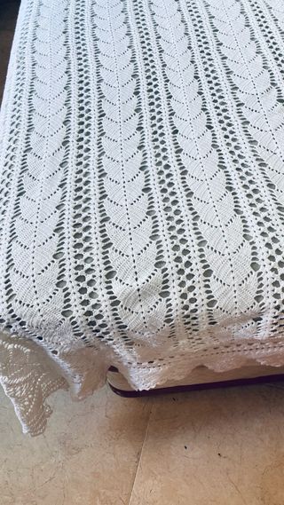 Colcha de ganchillo blanca para cama individual