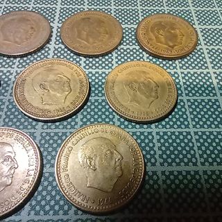 Monedas de 1 PTA Franco 47, 53, 63, 66