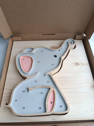 Candeeiro luminária abajur em pinho baby elephant.