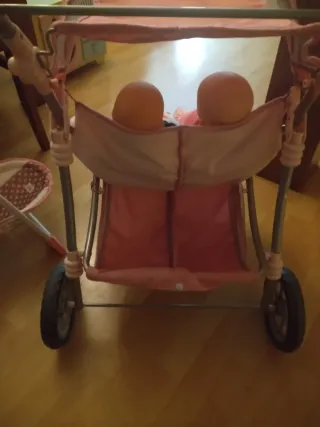 Conjunto silla paseo gemelar, bebes, hamaca y arma